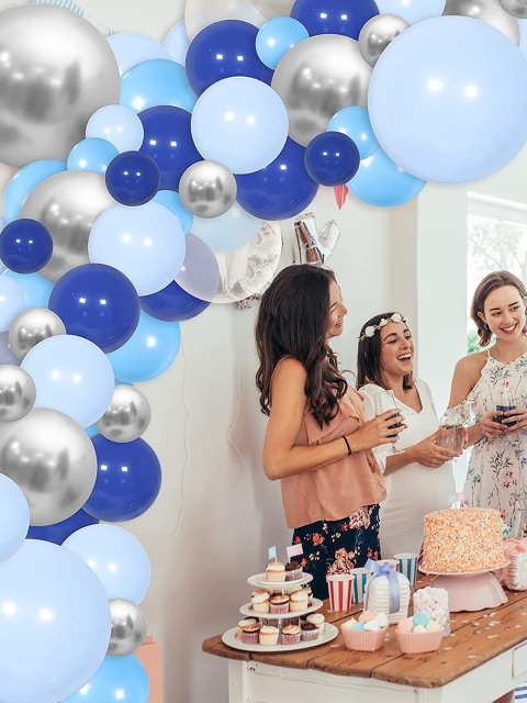 

CHOCOZONE Pack Of 136 Multi Size Birthday Decoration Balloon, Blue