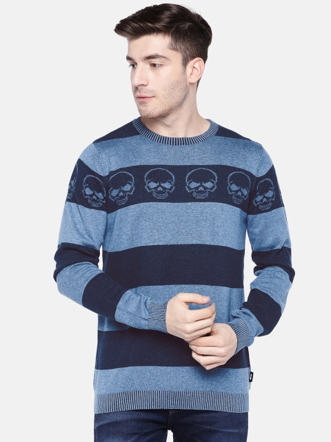 

Jack & Jones Men Blue Striped Pullover