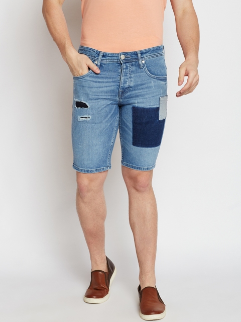 

Jack & Jones Men Blue Washed Denim Shorts