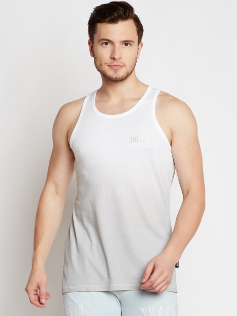 

Jack & Jones Men White & Grey Ombre-Dyed Round Neck T-shirt