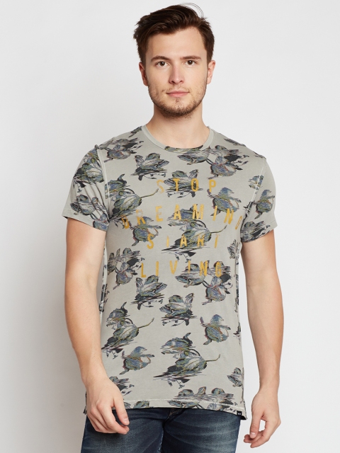 

Jack & Jones Men Grey Printed Round Neck T-shirt