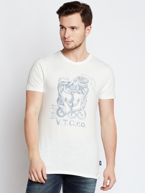 

Jack & Jones Men White Printed Round Neck T-shirt