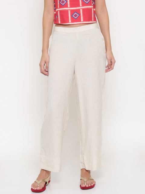 

Global Desi Women Beige Relaxed Straight Leg Straight Fit Solid Parallel Trousers