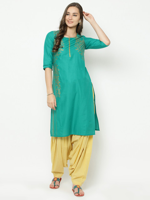 

AURELIA Women Green Printed Straight Kurta