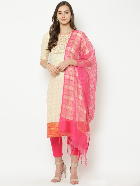 

AURELIA Pink Self-Checked Dupatta