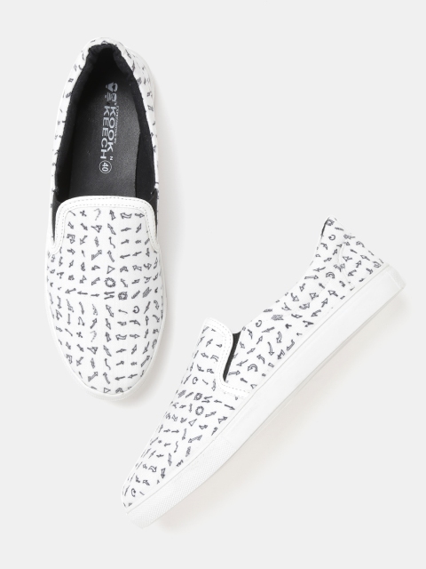 

Kook N Keech Women White Printed Slip-On Sneakers