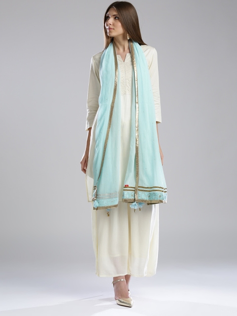 

W Blue Mukaish-Work Dupatta