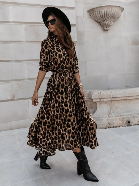 

BoStreet Women Brown Animal Maxi Dress