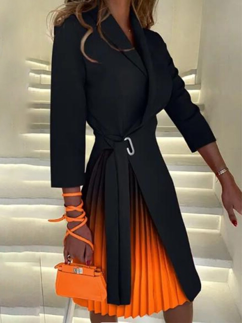 

BoStreet Women Orange & Black Blazer Dress