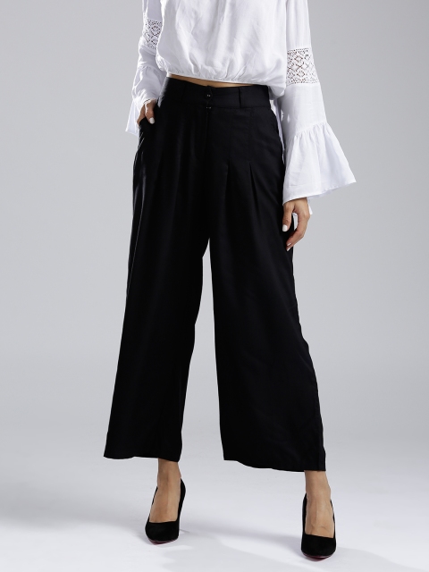 

W Women Black Regular Fit Solid Regular Trousers