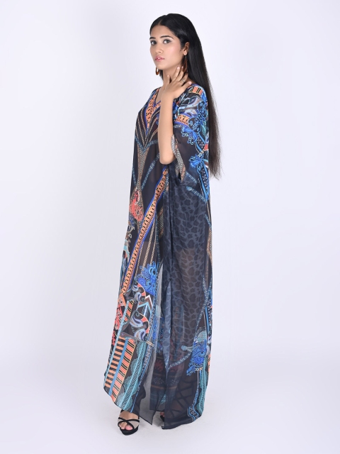 

Rajoria Instyle Charcoal Tie-Up Neck Georgette Ethnic Maxi Maxi Dress