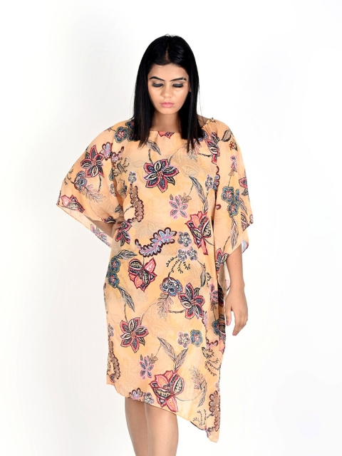 

Rajoria Instyle Brown Floral Georgette Ethnic Kaftan Dress