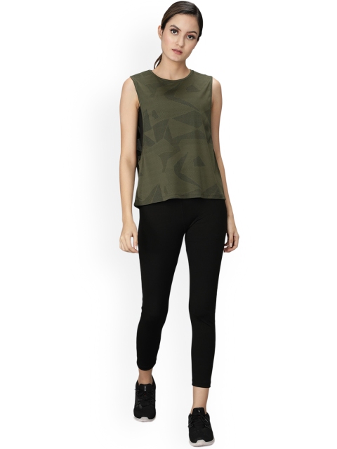 

NUEVOSDAMAS Women Olive Green & Black Solid Polyester Tracksuits with Padded Sports Bra