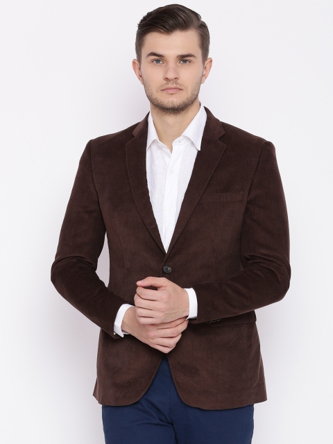 

Raymond Men Brown Slim Fit Single-Breasted Corduroy Casual Blazer