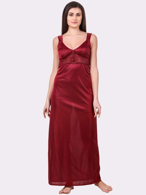 

Fasense Women Maroon Maxi Nightdress