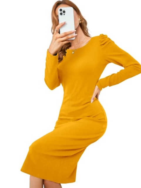 

LOOKFIELD Yellow Sheath Dress, Mustard