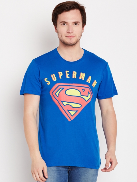 

Free Authority Men Blue Superman Printed Round Neck T-shirt