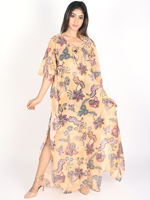 

Rajoria Instyle Women Multicoloured Floral Georgette Maxi Dress, Multi