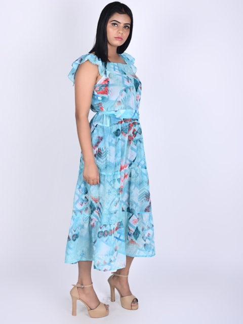 

Rajoria Instyle Blue & Red Georgette Midi Dress