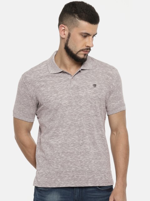 

John Players Men Grey Melange Solid Polo Collar T-shirt