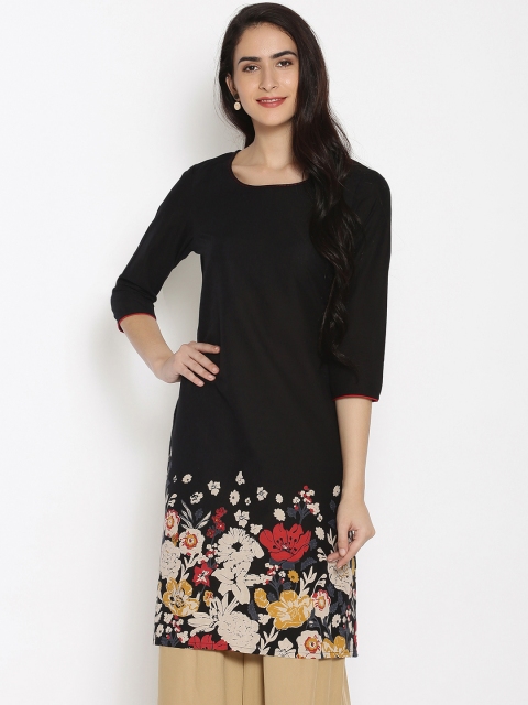 

Melange by Lifestyle Women Black Solid A-Line Kurta