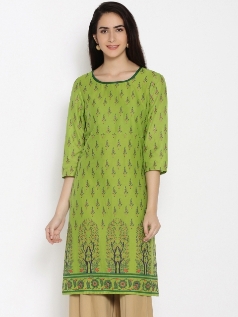 

Melange by Lifestyle Women Green Printed Straight Kurta