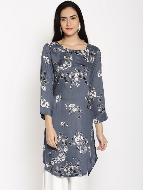 

Melange by Lifestyle Women Blue Printed Straight Kurta