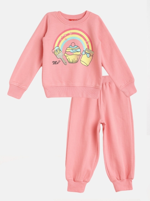 

pspeaches Girls Pink & Yellow Printed T-shirt with Pyjama