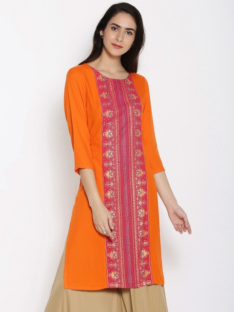 

Melange by Lifestyle Women Orange Printed A-Line Kurta