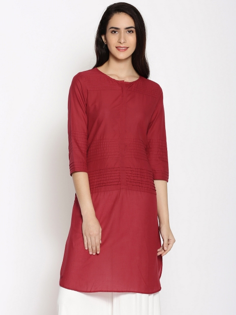 

Melange by Lifestyle Women Red Solid High-Low Kurta