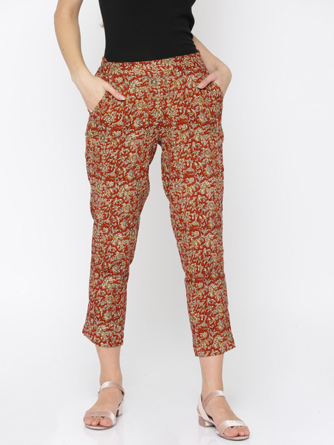 

Melange by Lifestyle Women Red Regular Fit Printed Regular Trousers