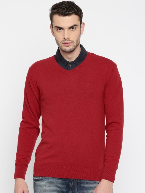 

Indian Terrain Men Red Solid Pullover