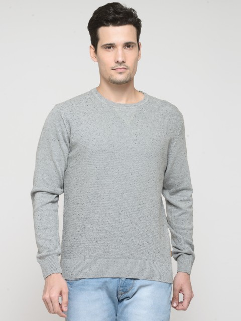 

Indian Terrain Men Grey Melange Flecked Effect Sweater