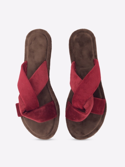 

Apratim Women Red Printed Party Ballerinas with Bows Flats