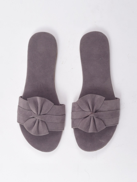 

Apratim Women Grey Embellished Party Open Toe Flats with Bows