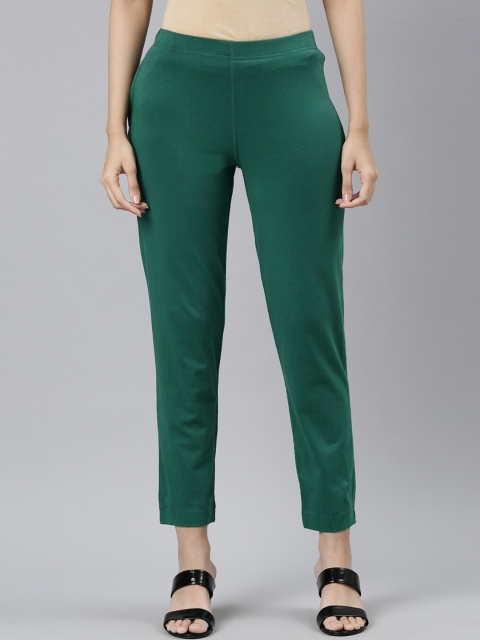 

Go Colors Women Green Cotton Loose Fit Trousers