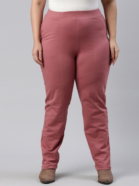 

Go Colors Women Plus Size Cotton Pink Trousers