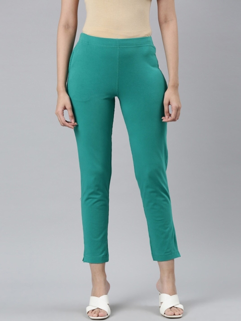 

Go Colors Women Green Cotton Loose Fit Trousers