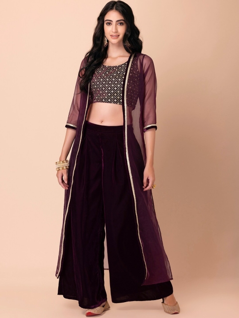 

INDYA Women Maroon Printed Top With Palazzos
