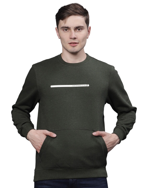 

t-base Men Green Solid Cotton Sweatshirt