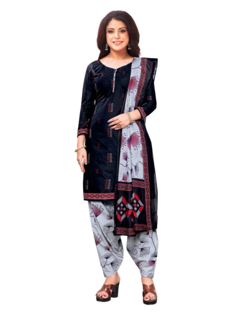 

INDIAN HERITAGE Black & White Printed Unstitched Dress Material