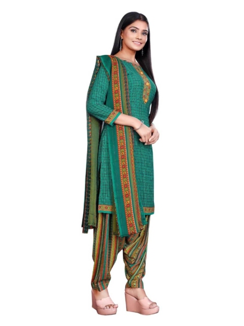 

INDIAN HERITAGE Green & Red Printed Unstitched Dress Material