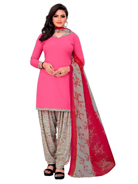 

INDIAN HERITAGE Pink & Red Printed Unstitched Dress Material