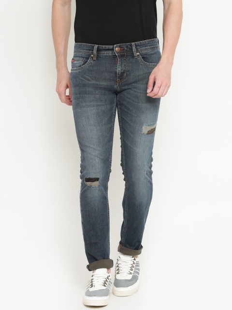 

Lee Cooper Men Blue Norris Slim Fit Mid-Rise Low Distress Stretchable Jeans