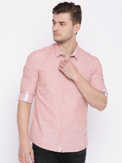 

Voi Jeans Men Pink Self-Design Casual Shirt