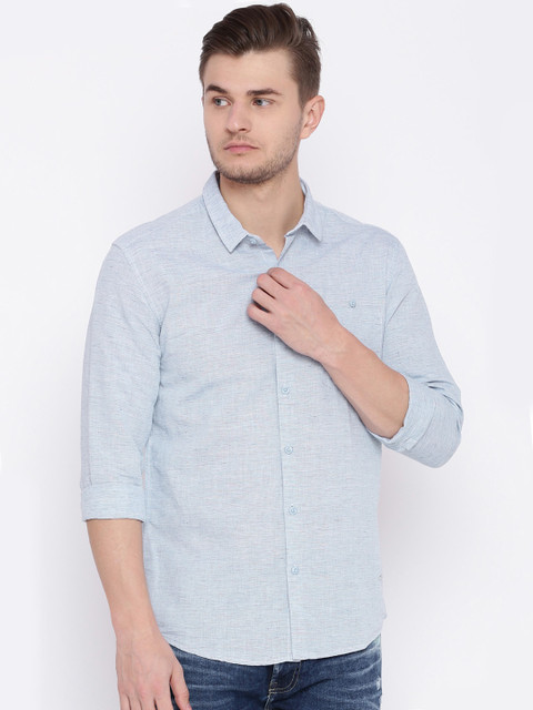

Voi Jeans Men Blue Regular Fit Self-Design Casual Shirt
