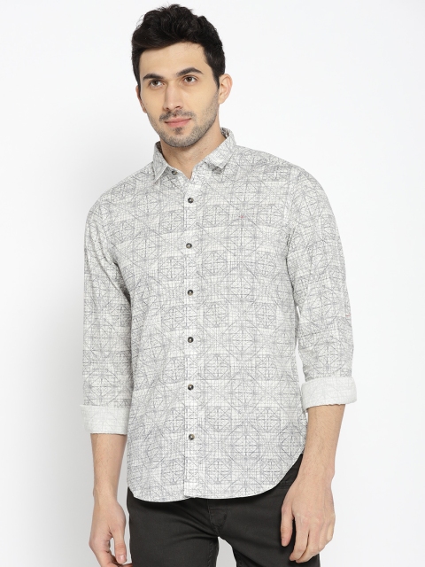 

Lee Cooper Men Off-White & Black Slim Fit Printed Casual Shirt