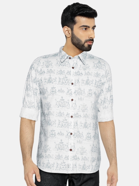 

Lee Cooper Men White & Grey Printed Casual Shirt