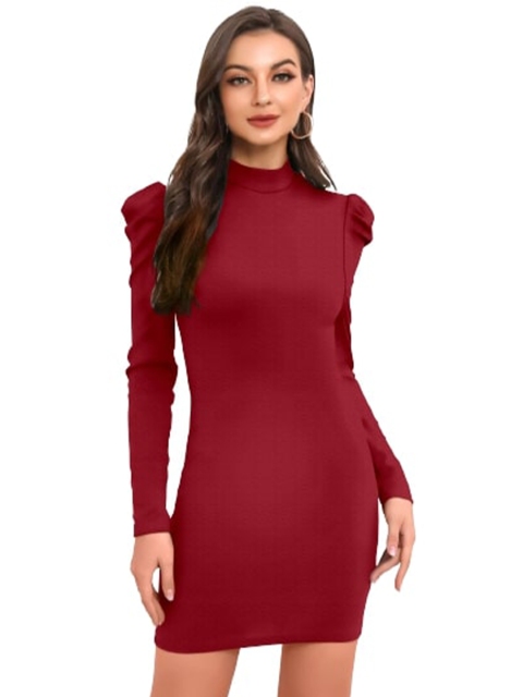 

LOOKFIELD Maroon Solid Bodycon Dress