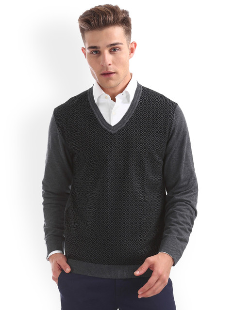 

Arrow New York Men Grey Solid Sweater